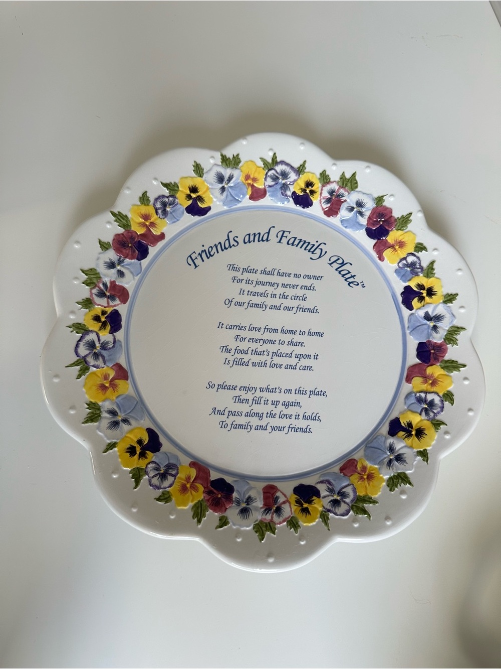 The Original Friends and Family Decorative Plate - Hand Painted Floral Border